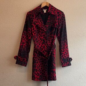 Cache Red and Black Leopard Print Robe